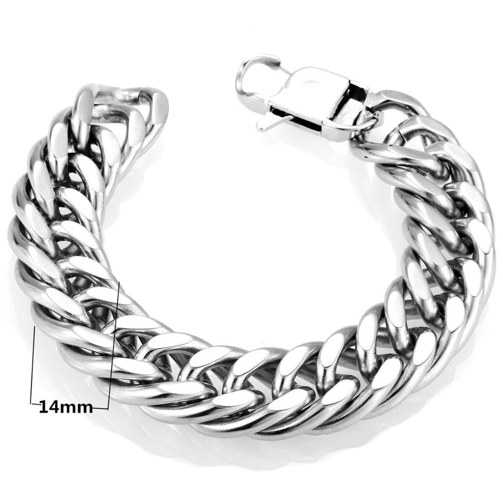"Boutique Cuban chain double buckle 14mm stainless steel bracelet, BL55590175 - Picture 2 of 8